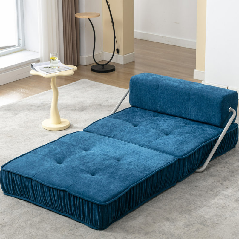 Demariana Modular Sectional: Chic Chenille Sofa With Removable Back Cushion, Single Seat, Blue