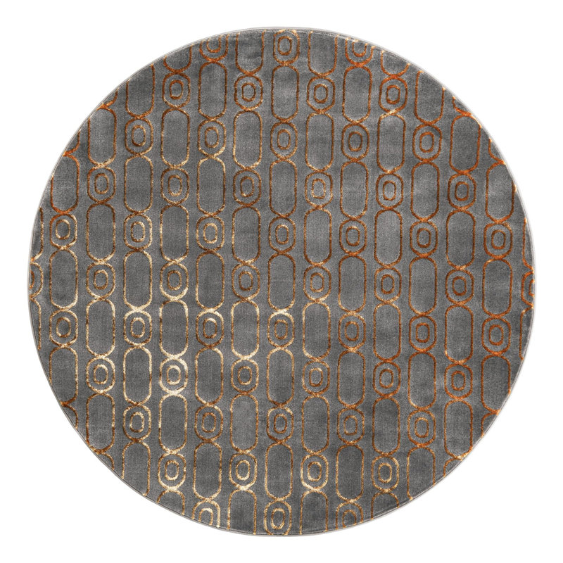 Latitude Run® Column Nikica Rug Gray and Gold, Round 6'1"