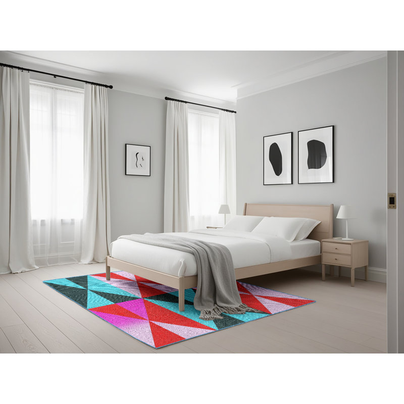 Tapis géométrique vert mer Kiger, Rectangle 5 pi x 7 pi