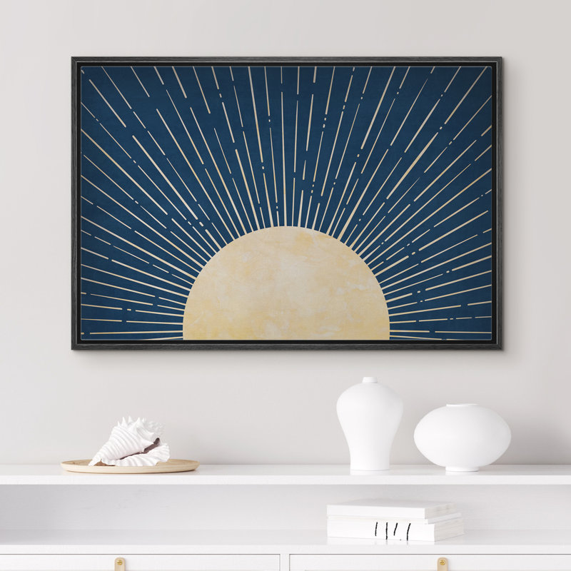 «Blue Sun Rays», reproduction d'art sur toile encadrée simple, Noir, noir, noir, noir, H 24 po x l 36 po