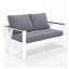 Causeuse de patio en aluminium 52,95 pouces toutes saisons avec accoudoirs en bois blanc et gris