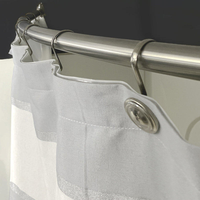 Design House  63" Adjustable Curved Fixed Shower Curtain Rod, Silver