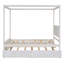 Wood Canopy Bed With Trundle Bed And Two Drawers ,Full Size Canopy Platform Bed With Support Slats .No Box Spring Needed