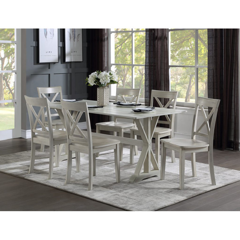 Williamsbridge Rubberwood Solid Wood Dining Set, 7 Piece