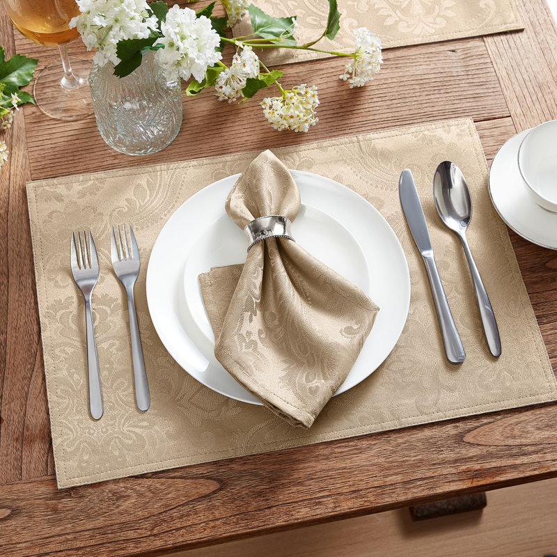 Serviette de table en jacquard tissé Corson 17 po x 17 po Corson, Taupe