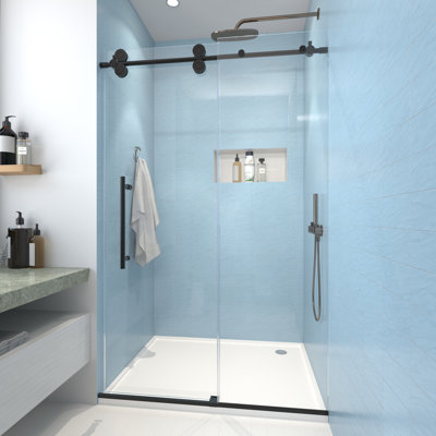 Julien 48" W x 76" H Single Sliding Frameless Shower Door with Heat Soaking Process and Protective Coating Treatment