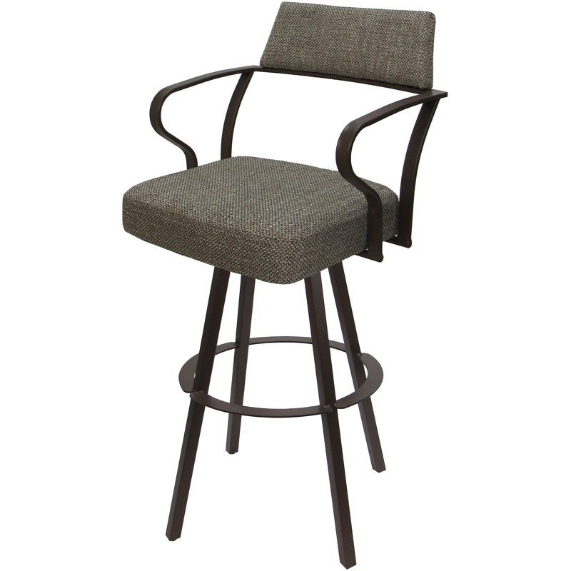 Tabouret de bar pivotant en métal 34 po Keiley, Beige, Brun