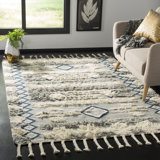 Cedar Drive Kenya Hand Knotted Wool/Cotton Southwestern Rug in Ivory/Gray