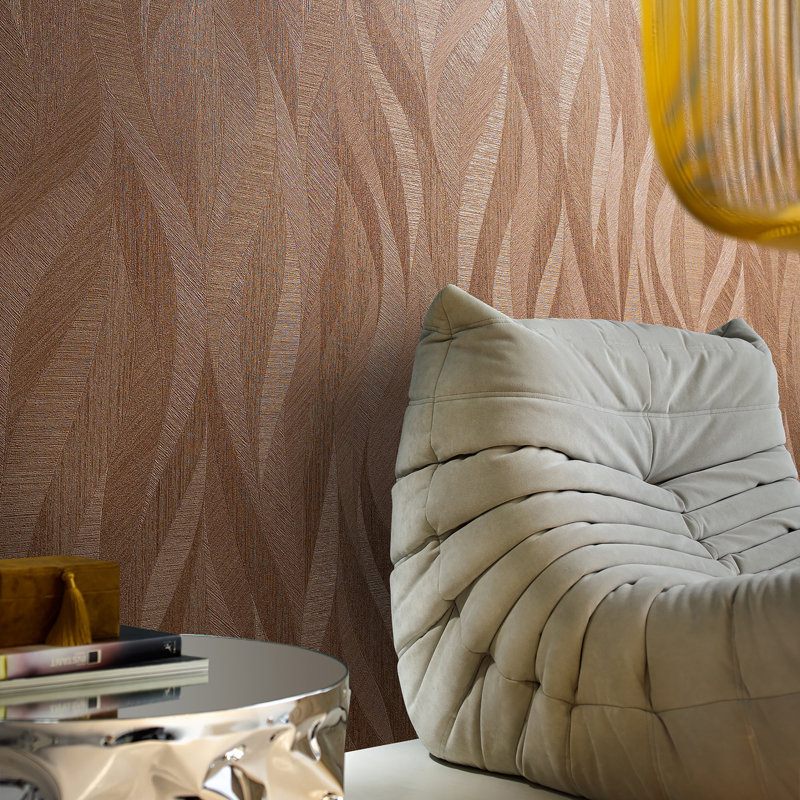Evelina 10.05m x 70cm Textured Matte Finish Wallpaper Roll, Orange