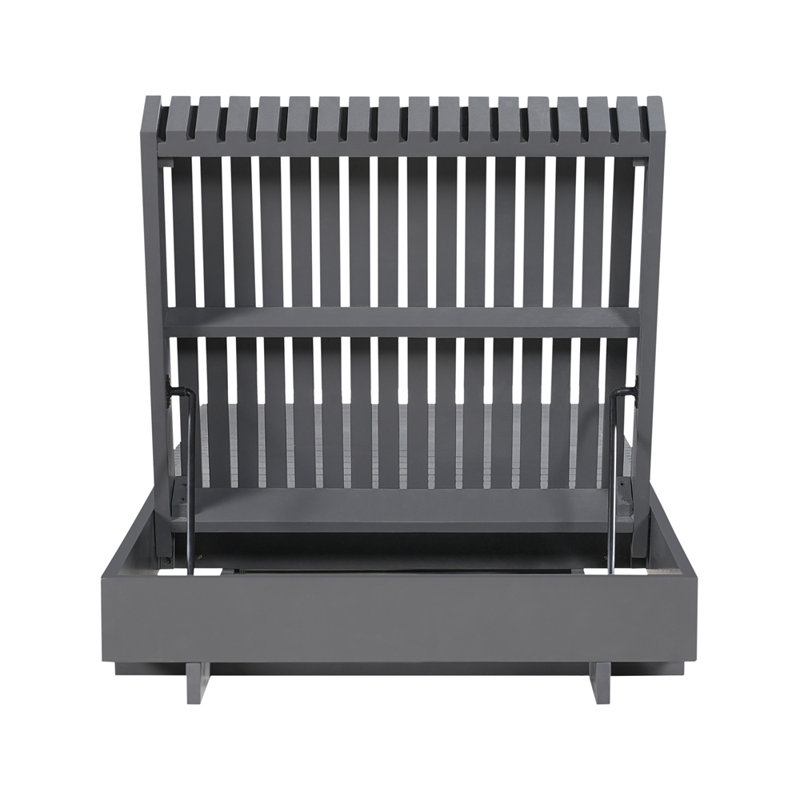 Méridienne d'extérieur en bois massif Modern Modern, Gris foncé