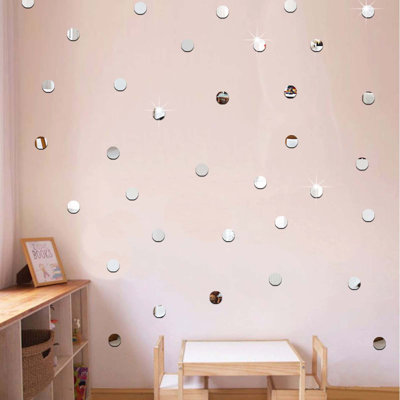 50pcs Round Acrylic Mirror Background Wall Sticker Bedroom Decoration 5cm