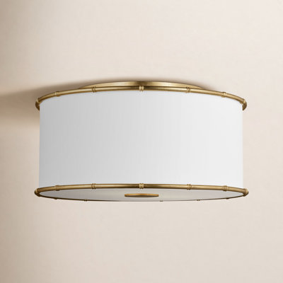 Dartmore Silk Screen White Inside Clear Outside Glass Diffuser And White Linen Fabric Shade Flush Mount
