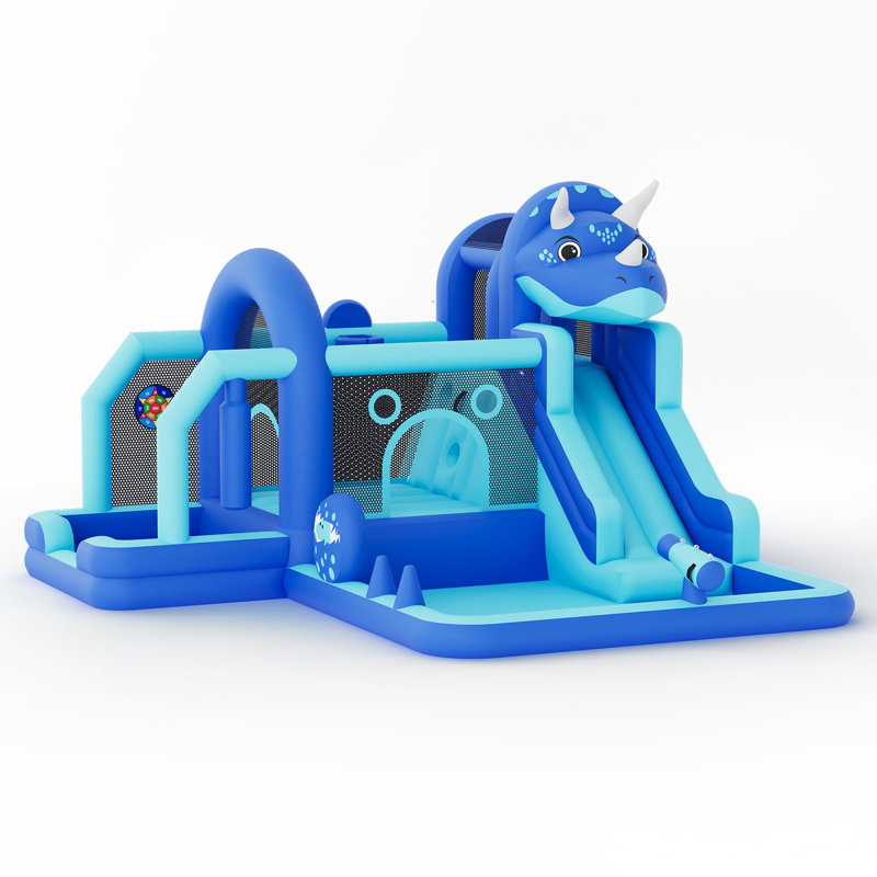 Château gonflable avec glissade et soufflerie d'air - Château gonflable pour enfants, Bleu
