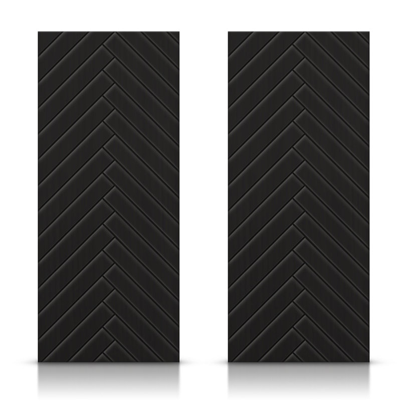 Portes de placard coulissantes à panneaux en bois manufacturé, Noir, 60 po x 96 po