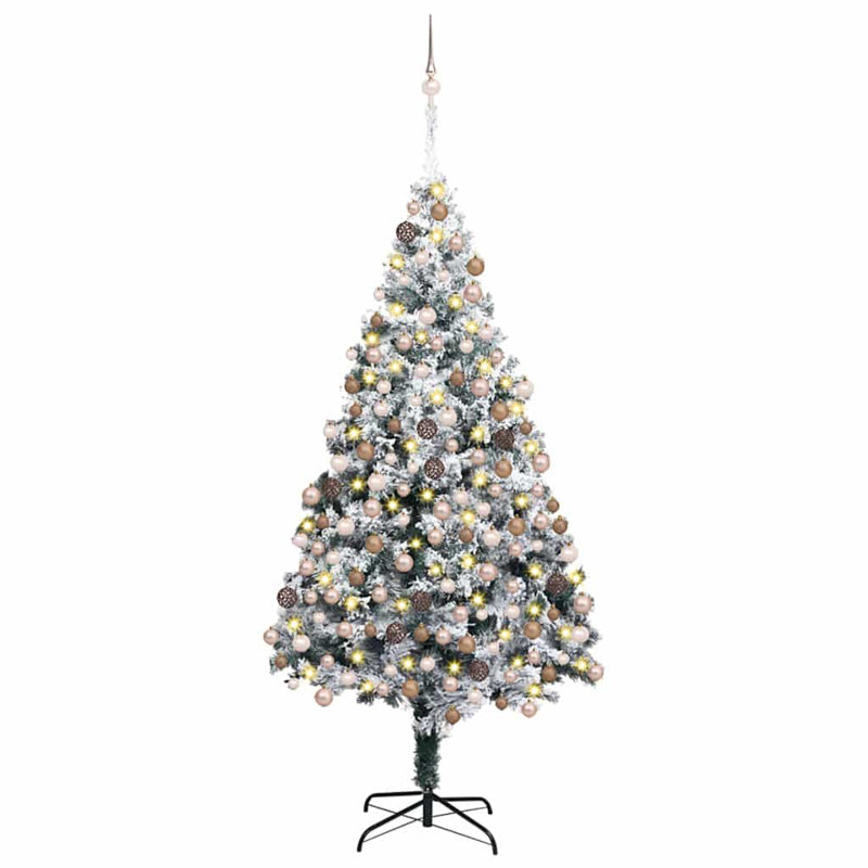  Artificial Christmas Tree with 300 LEDs with Stand Green 180 cm, Bronze