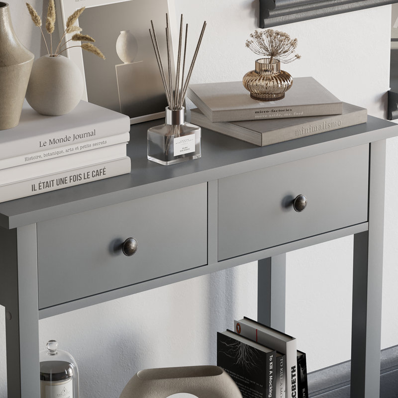 Clichy Console Table for Hallway & Living Room Furniture, Grey, 74 H x 80 W x 30 D cm