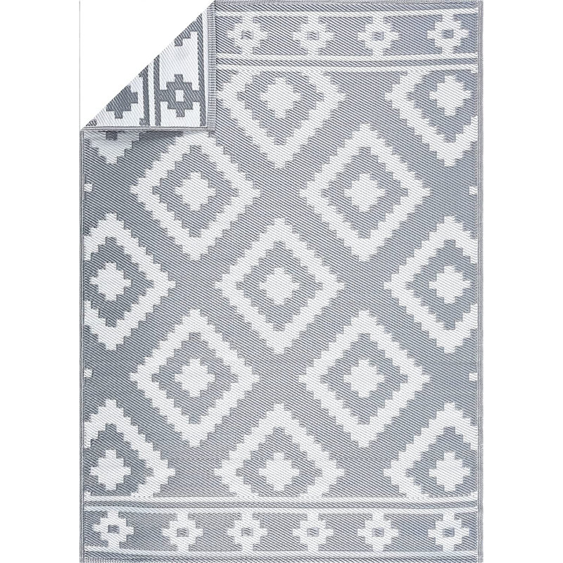 Tapis intérieur / extérieur gris / blanc tissé à la machine Hulmeville Southwestern, Rectangle 4 pi x 6 pi