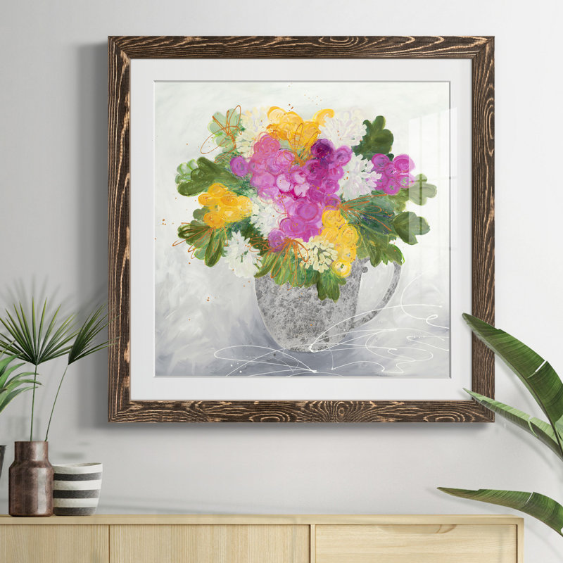 Rose Tea - Reproduction d'art sur papier encadrée, Encadré de bois de noyer, H 35,5 po x l 35,5 po x P 1,5 po