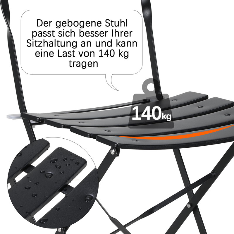 3 - Piece 2 - Person 81Cm L Outdoor Bistro Set, Black