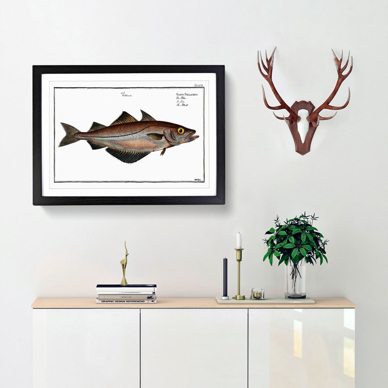 Pollock Fish by M.E. Bloch - Picture Frame Painting Print, 36cm H x 48cm W x 2cm D, Black Framed