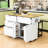 Adda Rustic Storage Kitchen Island Set with Expandable Drop-Leaf Tabletop and 2 Stools-1781461224