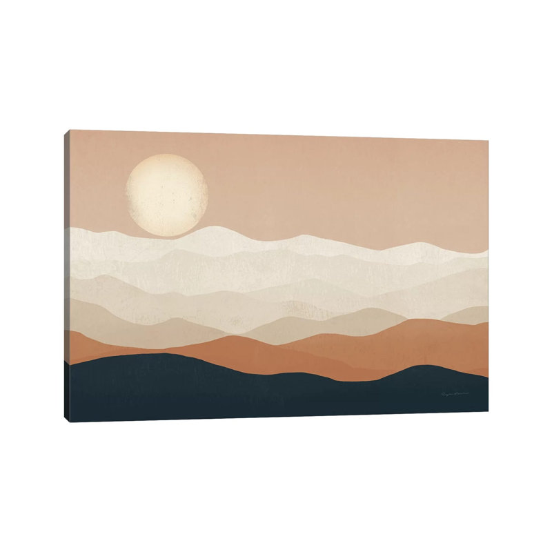 Mojave Mountains And Moon Portrait by Ryan Fowler - Print on Canvas, Wrapped Canvas, 101.6cm H x 152.4cm W x 3.81cm D