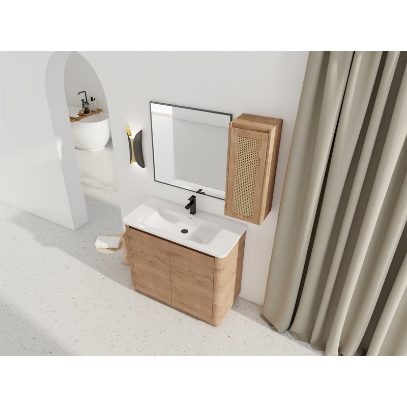 Meuble-lavabo autoportant de 40 po avec lavabo en céramique et 2 portes à fermeture douce, 40"