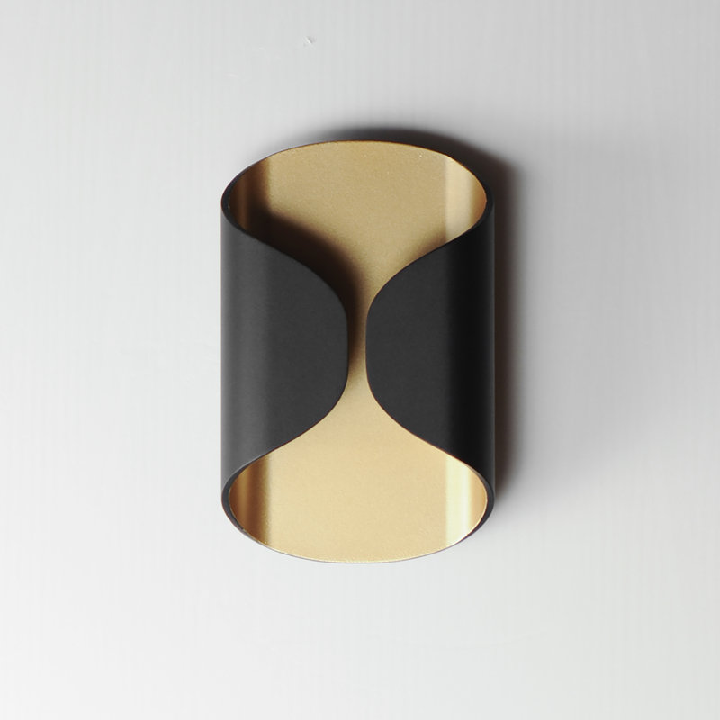 Alessandrino Aluminum LED Wall Light, Gold/Black, 9.75" H x 6.25" W x 3.25" D