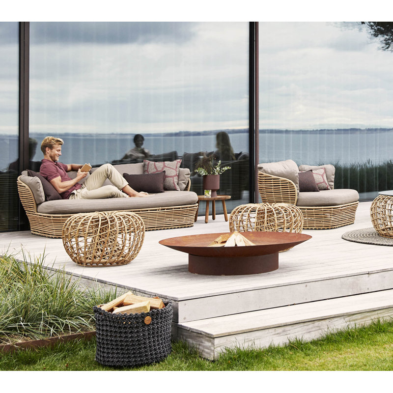 Nest Outdoor Round Coffee Table, Brown