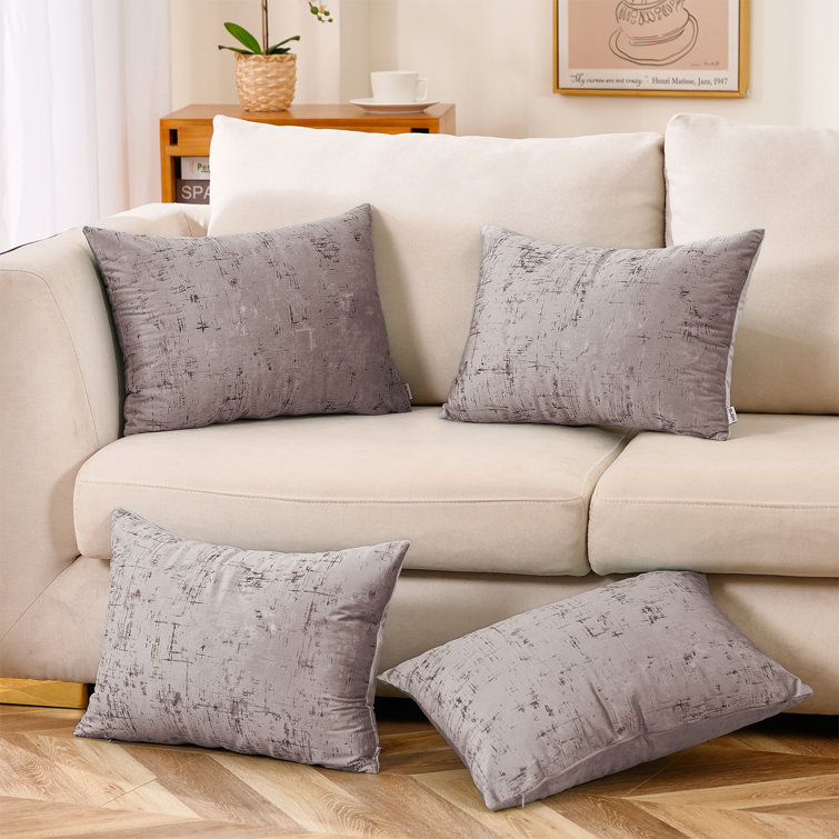 4 Piece Indoor Velour Cushion Set