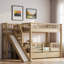 Lit superposé avec escalier de rangement, glissade et 2 tiroirs-1825065178