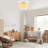 3-Light Semi Flush Mount Ceiling Light With Flower-Shaped Fabric Shade For Bedroom,Living Room,Hallway