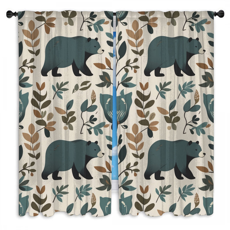 Rideaux et rideaux obscurcissant avec motif de feuilles d'ours - 2 panneaux, 56 po x 76 po - 2 panneaux