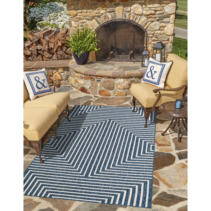 Tapis bleu contemporain Odawa, Rectangle 2 pi x 3 pi 1 po