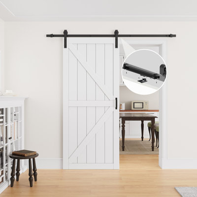 84" Height Modern Sliding Barn Door, Primed Paintable Surface, with Soft Close & Hardware Kits