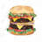 Watercolor Cheeseburger Canvas | Kitchen Decor Brown Frame