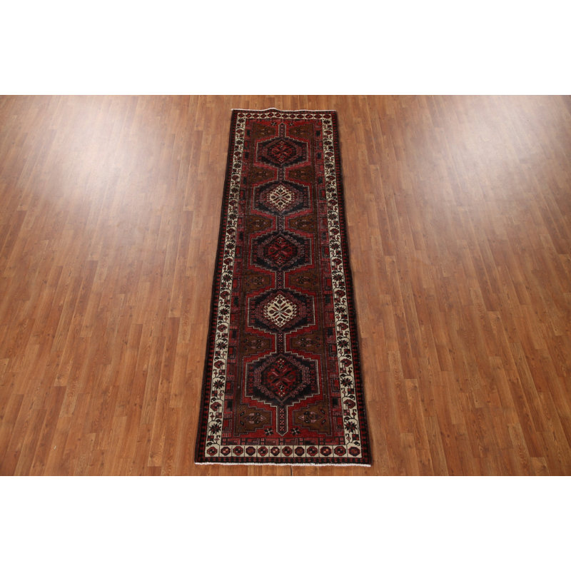 Red Geometric   Runner Rug 3x11