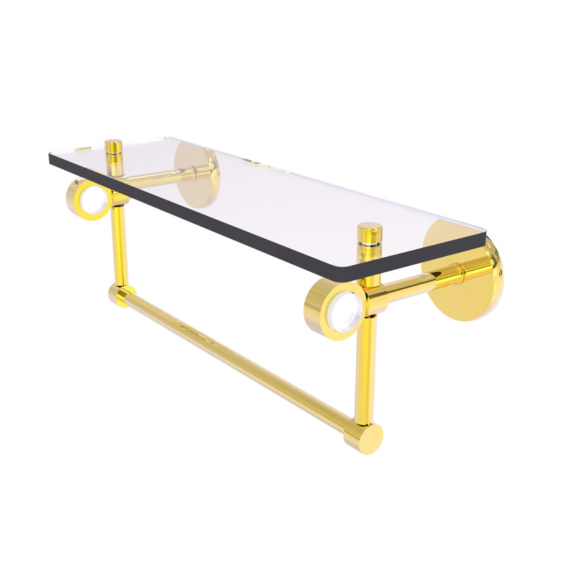 Margolis Bracket Shelf with Towel Bar, Polished Brass, 6.2" H x 16" W x 5.65" D