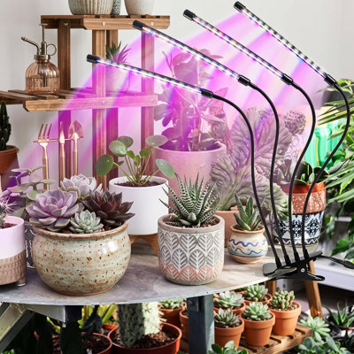 Lampe de culture d'intérieur pour plantes, unité d'éclairage à 80 DEL avec spectre complet et lumière rouge-bleue, réglage de la durée 3-9-12H, réglage de la luminosité à 10 niveaux, col-de-cygne flexible, 3 modes de fonctionnement