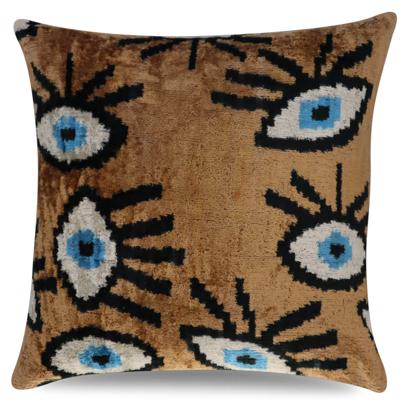 Coussin décoratif géométrique, 16 po x 16 po, Carré, Brun