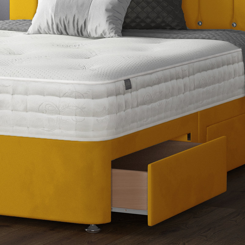 New Fairfield Divan Bed Base, Turmeric, Kingsize (5'), 2 Foot-end Drawers