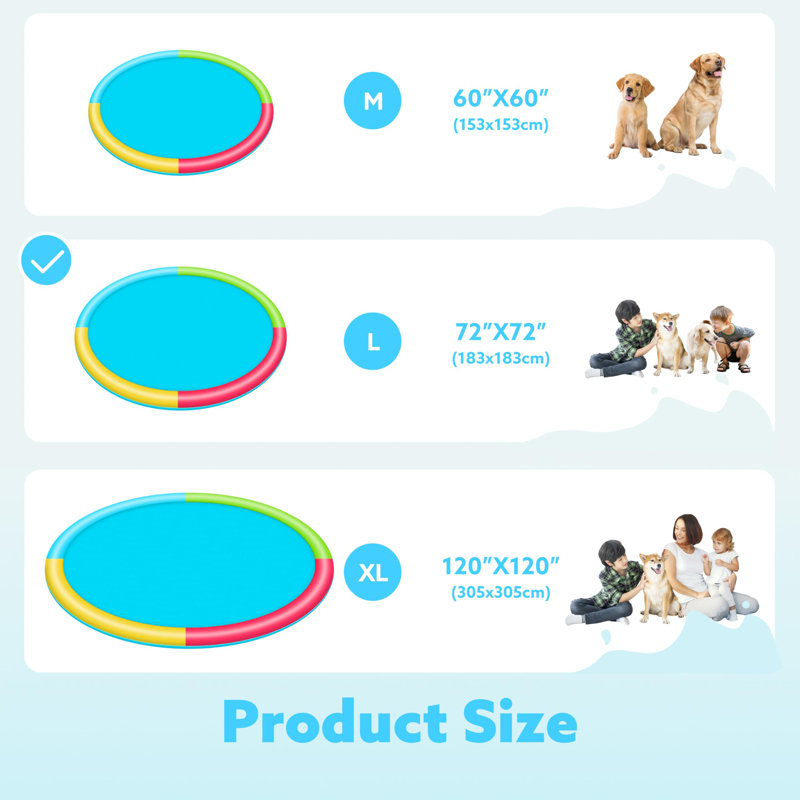 Tapis anti-dérapant anti-éclaboussures - Tapis de jeu d'extérieur pour enfants, H 4 po x l 72 po x P 72 po, Multi-couleur