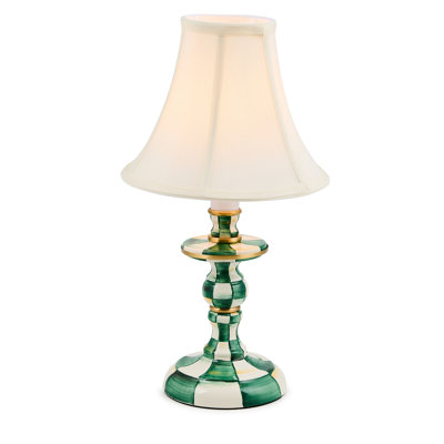Emerald Check Candlestick Lamp