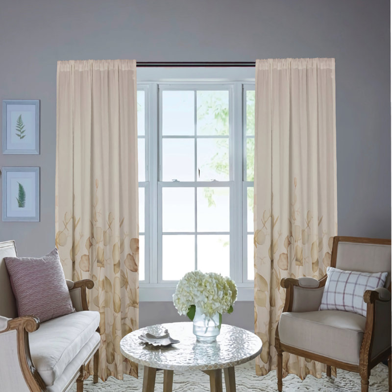 Semi Sheer Curtains / Drapes Single Panel, Latte