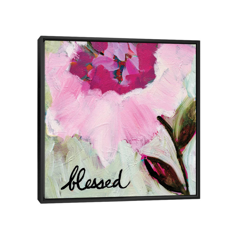 «Blessed», impression sur toile, H 18 po x l 18 po x P 1,5 po, Toile avec cadre noir, Pas de tapis
