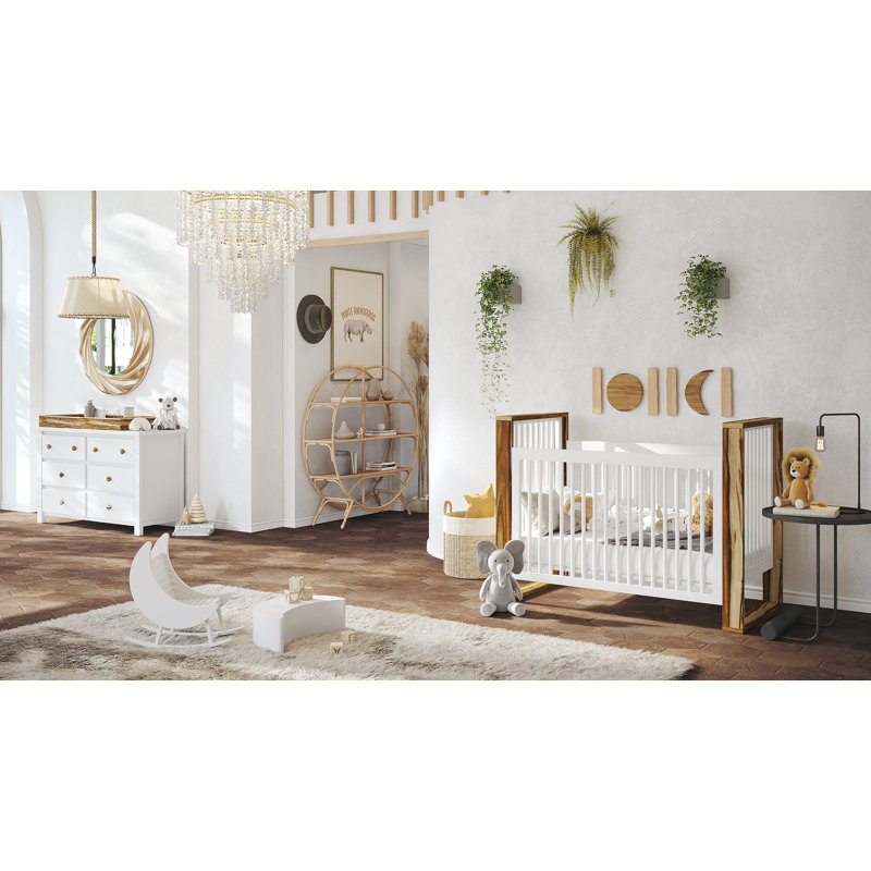 Milk Street Baby True Traditional Crib (Acacia/Snow), Acacia/White