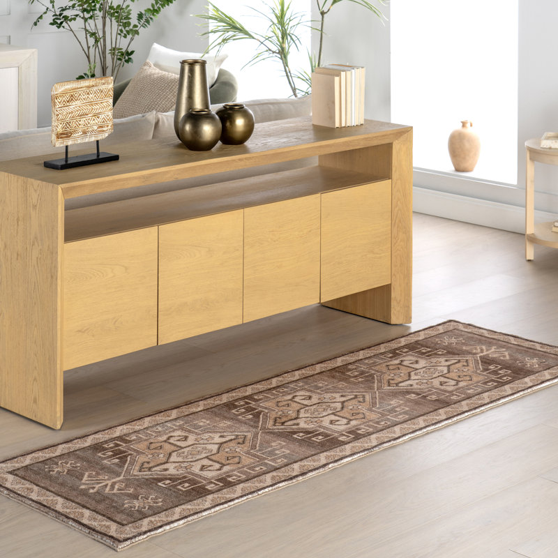 Peony Traditional Medallion Machine Washable Area Rug, Runner 2'6" x 8'