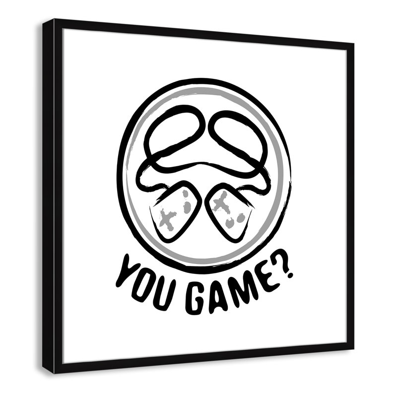 Décoration murale pour enfants avec emblème de jeu, H 27,5 po x l 27,5 po x P 1,18 po, Encadré de boîte noir