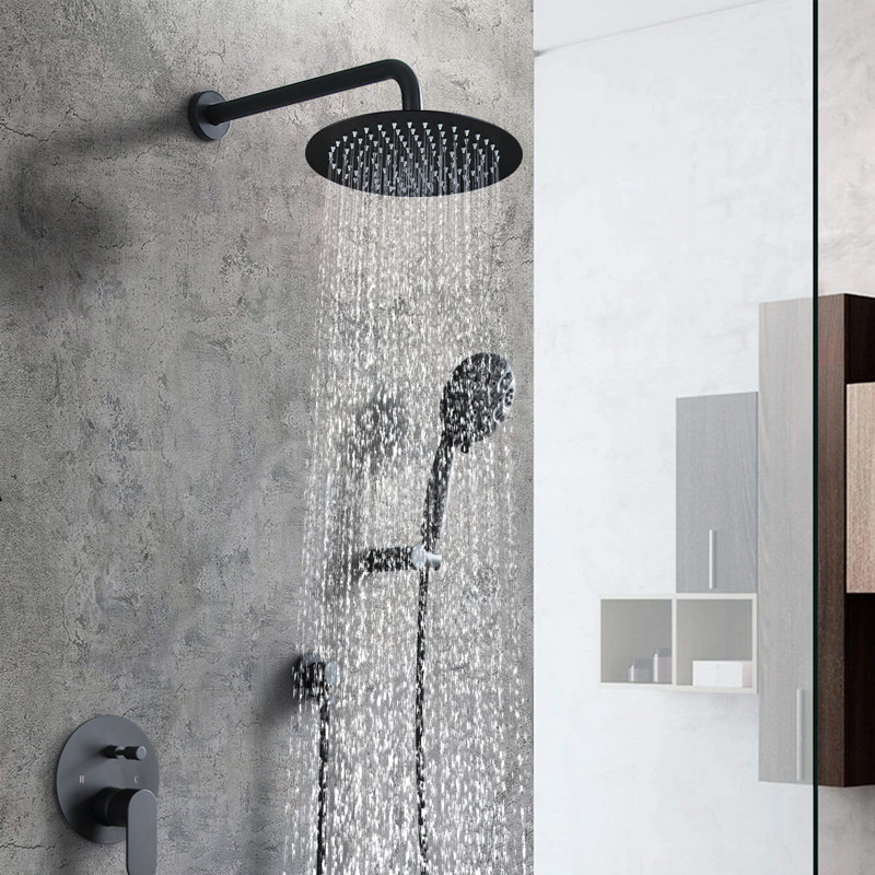 Système de douche mural fixe, Noir mat