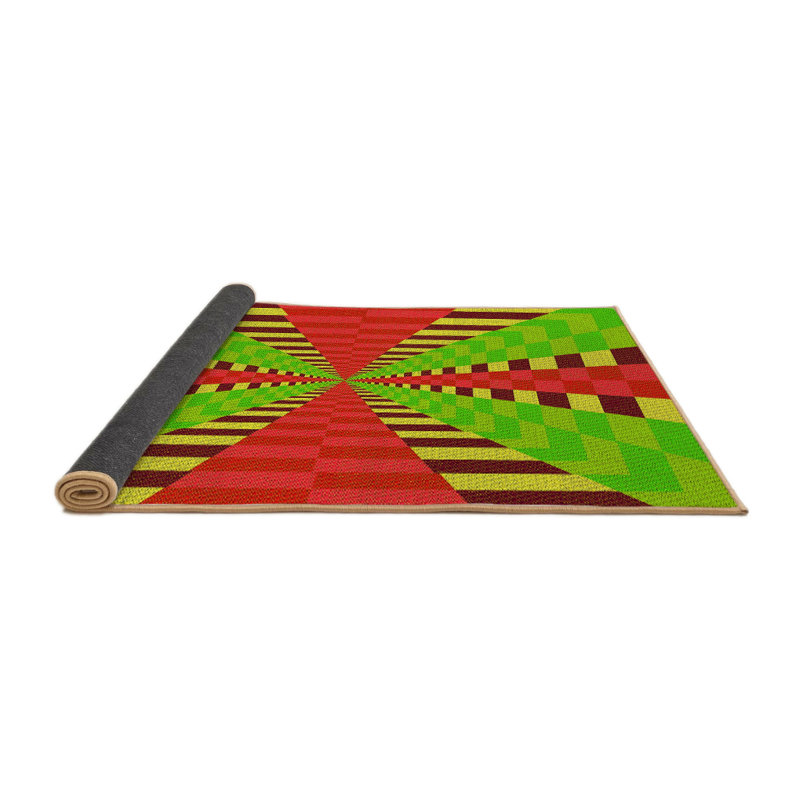 Tapis géométrique en laine jaune, Rond 5 pi